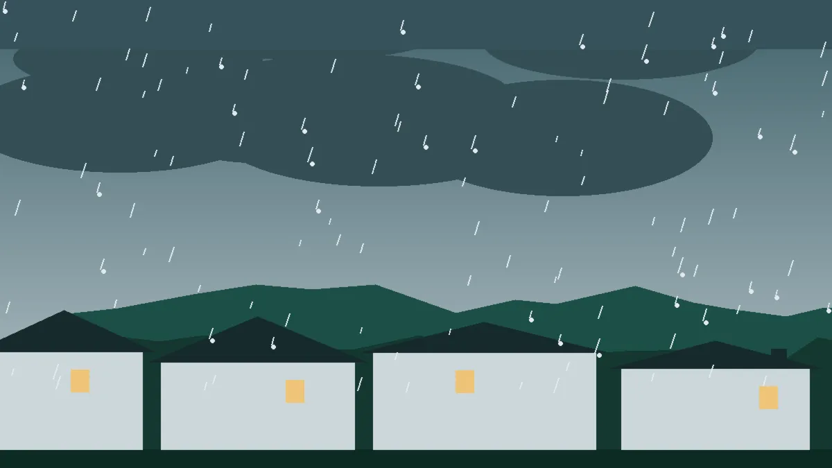 Hail Damage Roof Repair & Replacement De Beque, CO — storm light over rooftops in De Beque, Colorado