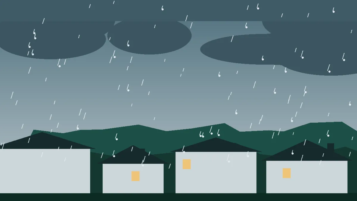 Hail Damage Roof Repair & Replacement Deer Trail, CO — storm light over rooftops in Deer Trail, Colorado