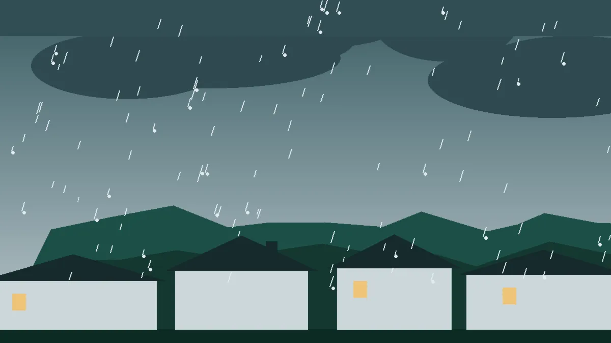 Hail Damage Roof Repair & Replacement Delta, CO — storm light over rooftops in Delta, Colorado