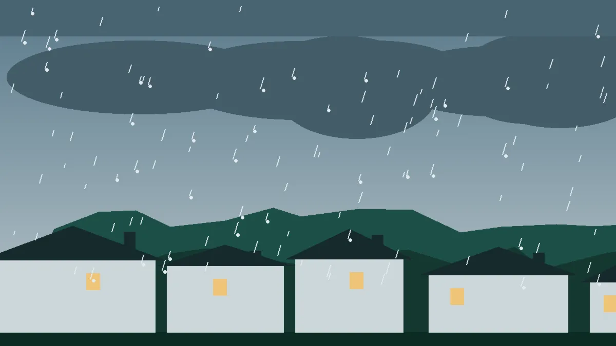 Hail Damage Roof Repair & Replacement Dillon, CO — storm light over rooftops in Dillon, Colorado