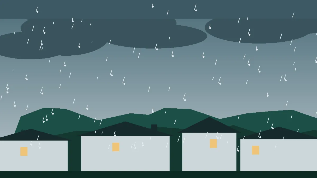 Hail Damage Roof Repair & Replacement Divide, CO — storm light over rooftops in Divide, Colorado