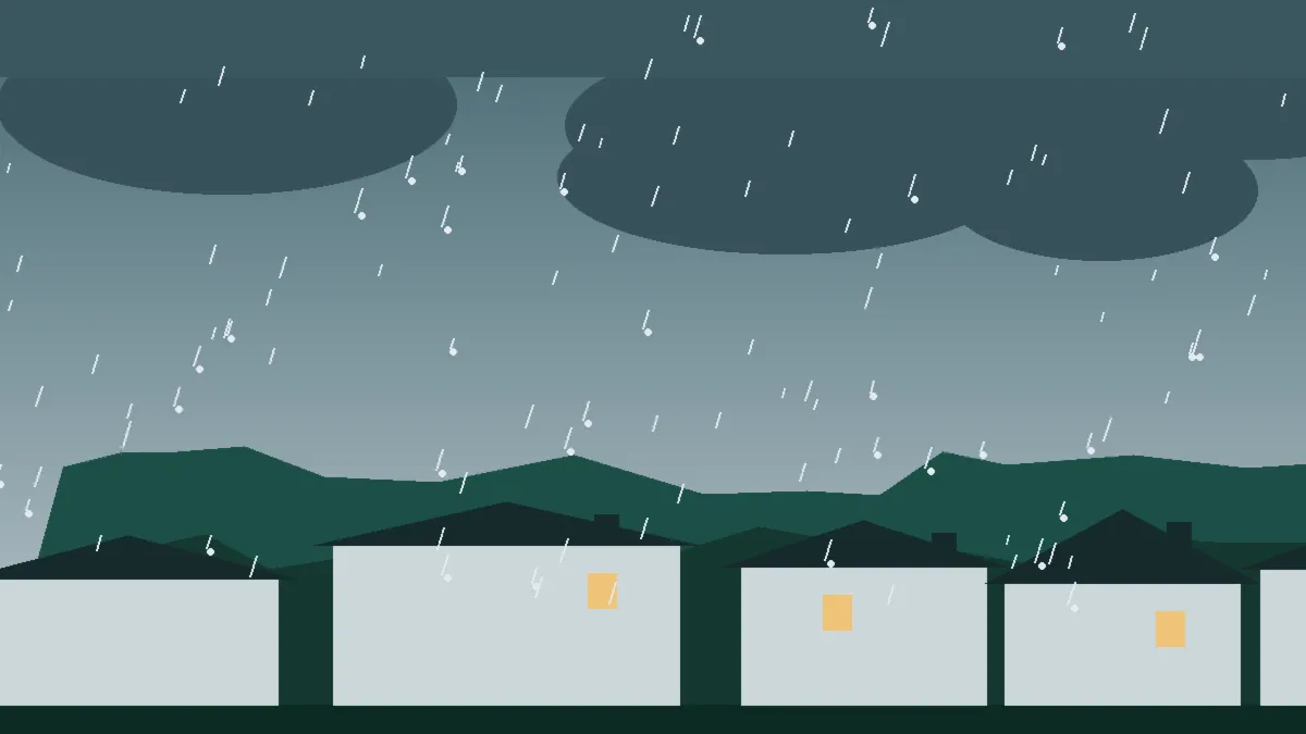 Hail Damage Roof Repair & Replacement Drake, CO — storm light over rooftops in Drake, Colorado