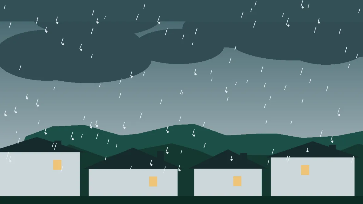 Hail Damage Roof Repair & Replacement Dumont, CO — storm light over rooftops in Dumont, Colorado