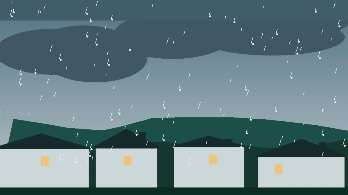 Hail Damage Roof Repair & Replacement Dupont, CO — storm light over rooftops in Dupont, Colorado
