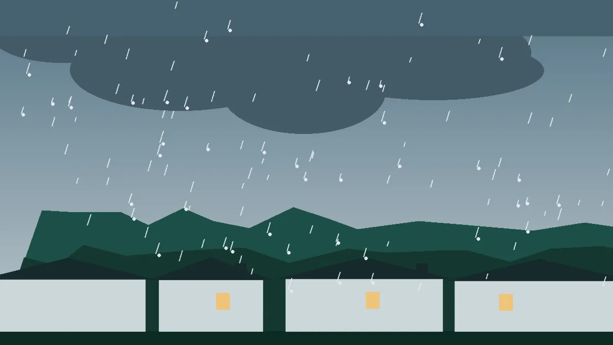 Hail Damage Roof Repair & Replacement Eagle, CO — storm light over rooftops in Eagle, Colorado