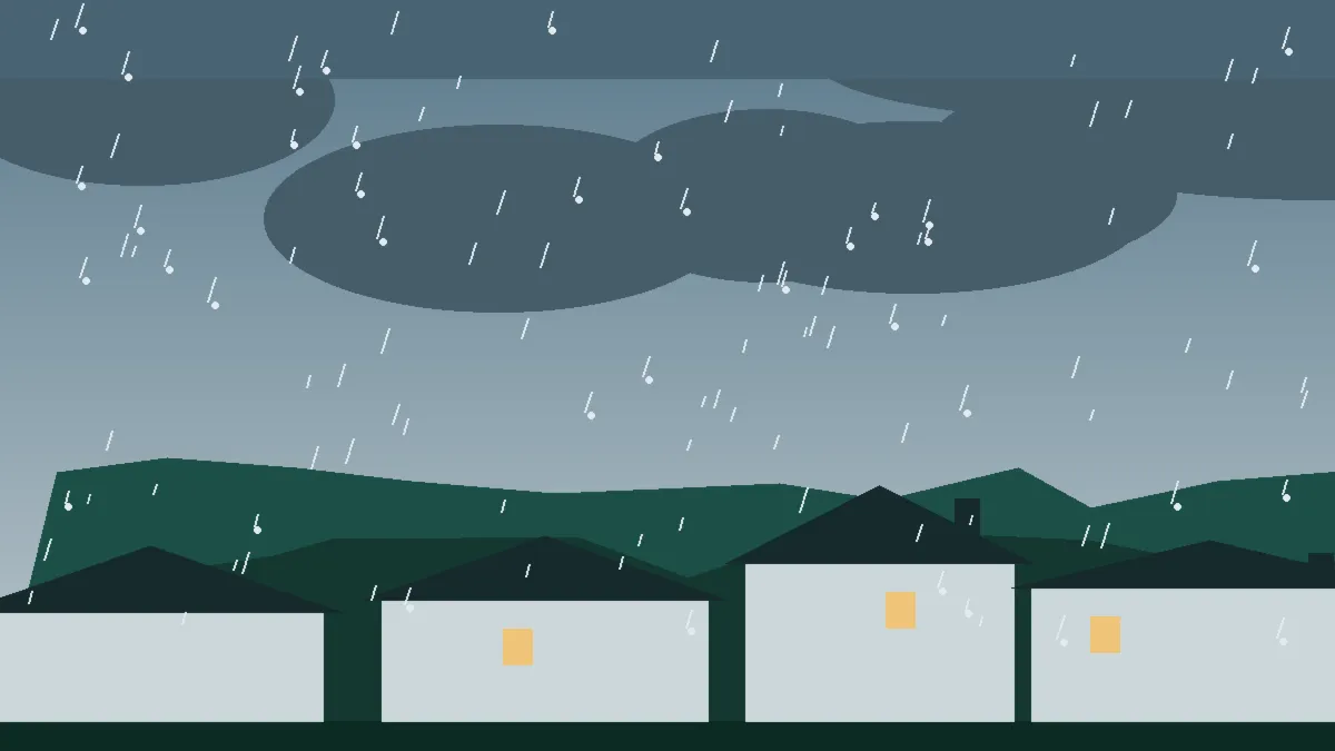 Hail Damage Roof Repair & Replacement Eastlake, CO — storm light over rooftops in Eastlake, Colorado