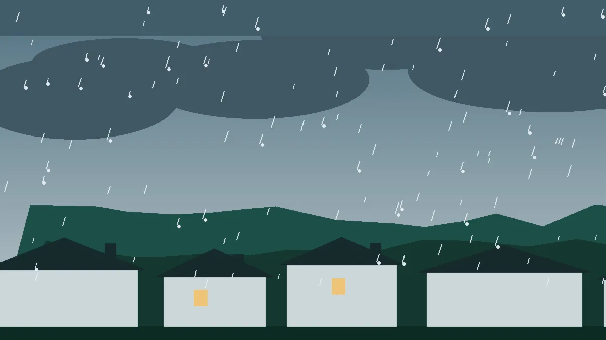 Hail Damage Roof Repair & Replacement Eaton, CO — storm light over rooftops in Eaton, Colorado
