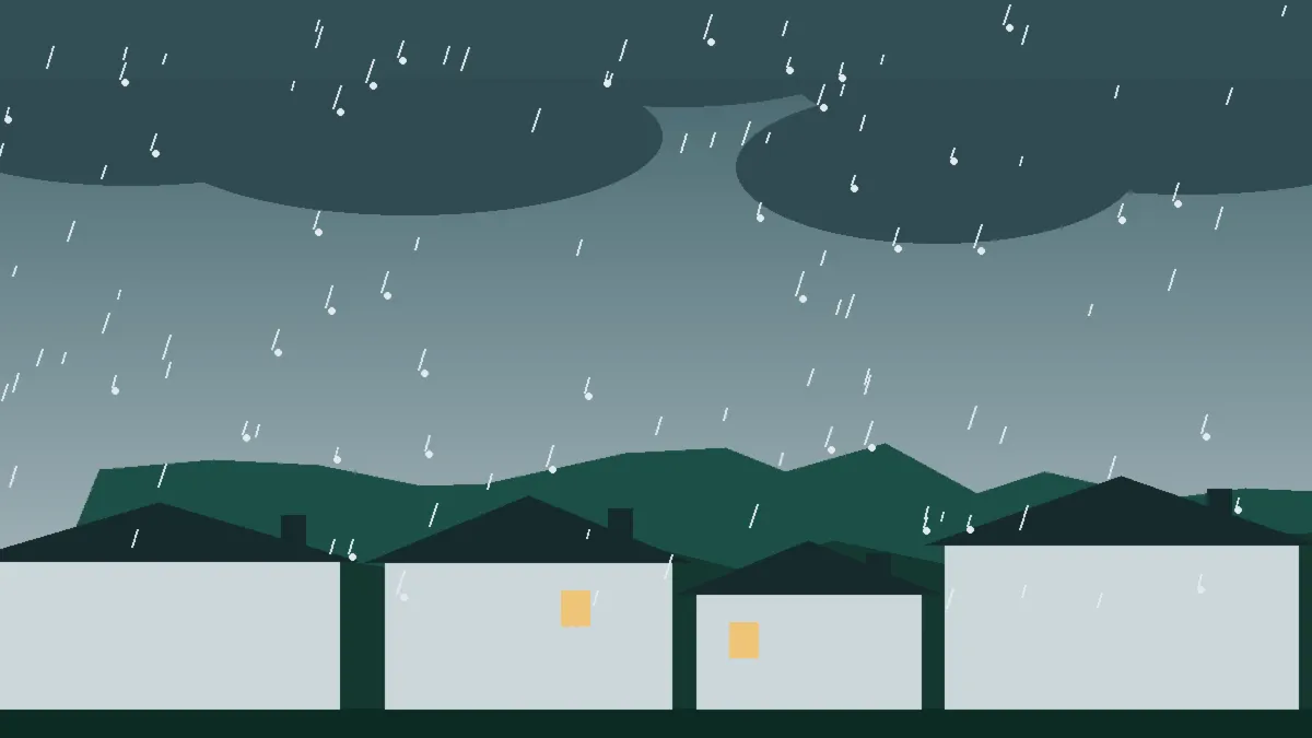 Hail Damage Roof Repair & Replacement Eckert, CO — storm light over rooftops in Eckert, Colorado