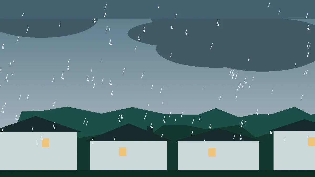 Hail Damage Roof Repair & Replacement Elbert, CO — storm light over rooftops in Elbert, Colorado