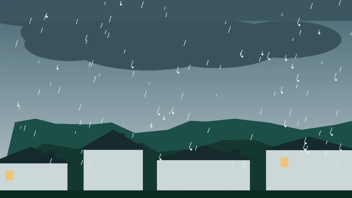 Hail Damage Roof Repair & Replacement Eldorado Springs, CO — storm light over rooftops in Eldorado Springs, Colorado