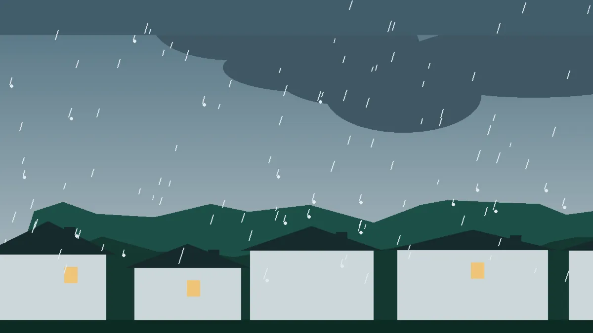Hail Damage Roof Repair & Replacement Empire, CO — storm light over rooftops in Empire, Colorado