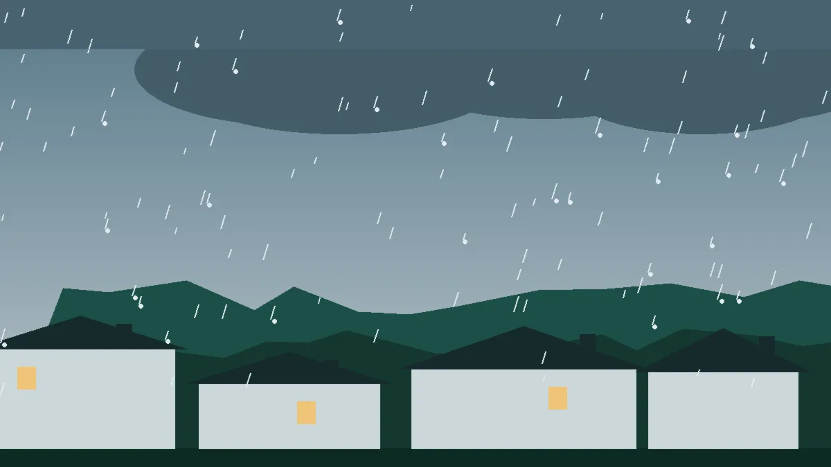 Hail Damage Roof Repair & Replacement Englewood, CO — storm light over rooftops in Englewood, Colorado