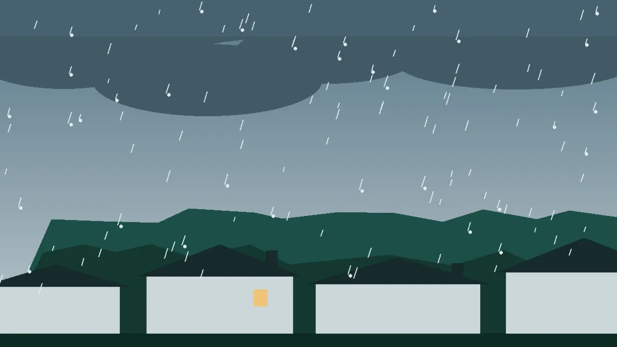 Hail Damage Roof Repair & Replacement Erie, CO — storm light over rooftops in Erie, Colorado