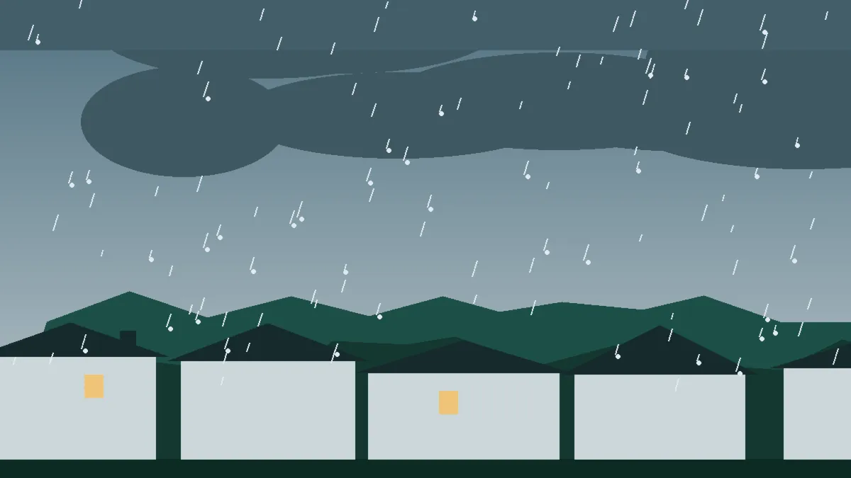 Hail Damage Roof Repair & Replacement Fairplay, CO — storm light over rooftops in Fairplay, Colorado