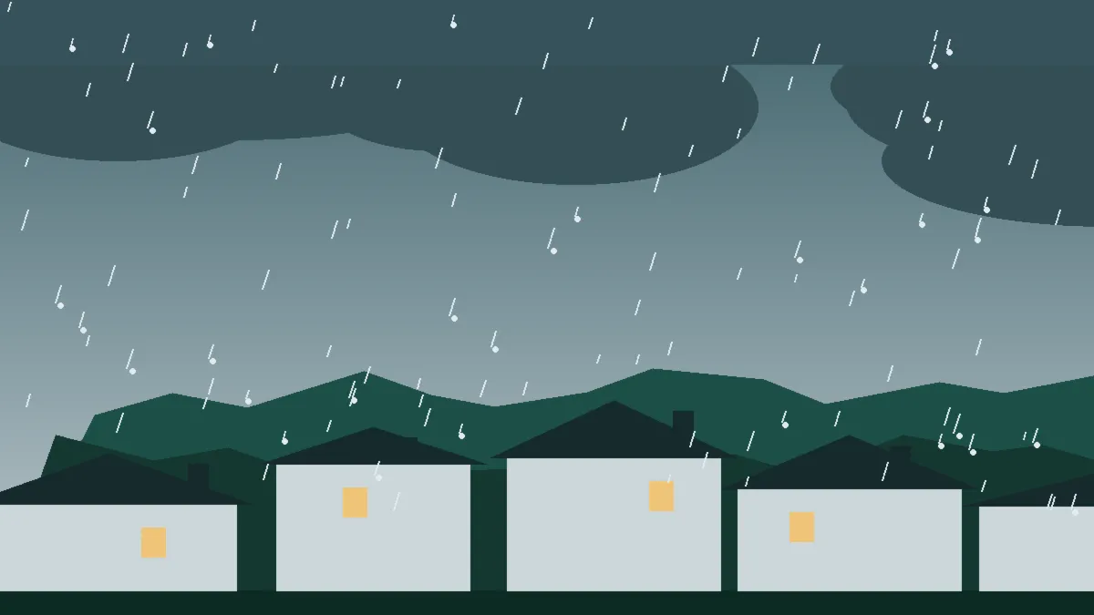 Hail Damage Roof Repair & Replacement Flagler, CO — storm light over rooftops in Flagler, Colorado