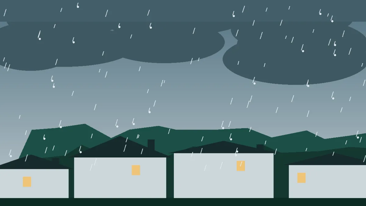 Hail Damage Roof Repair & Replacement Florence, CO — storm light over rooftops in Florence, Colorado