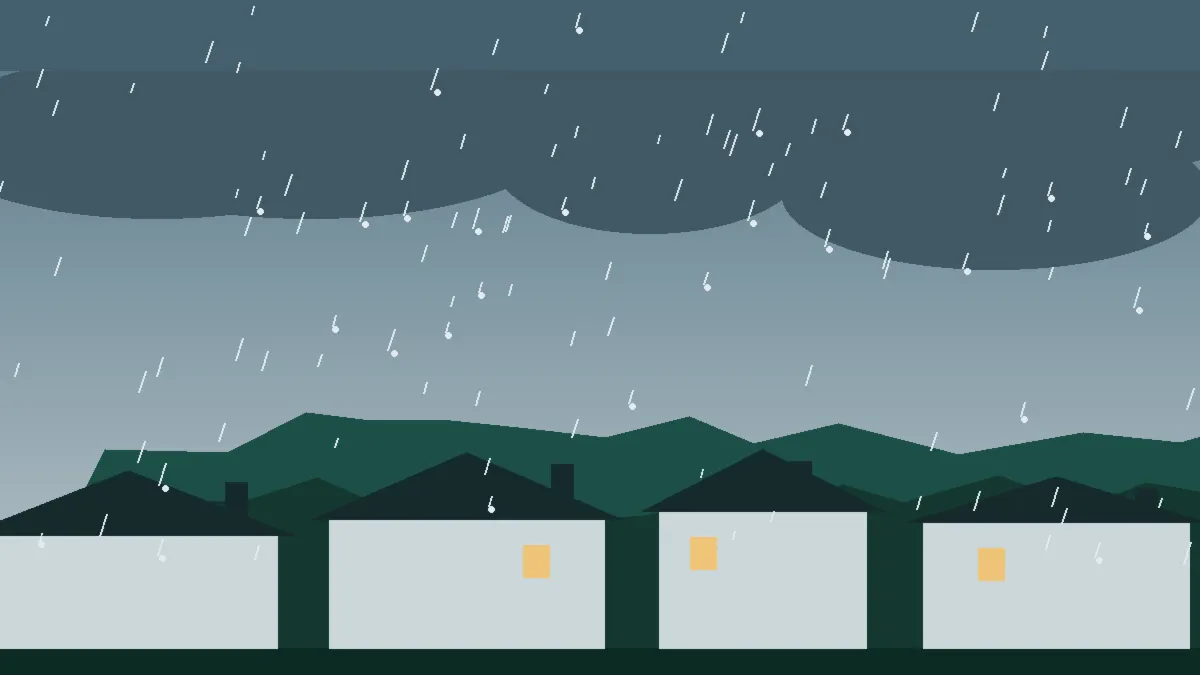 Hail Damage Roof Repair & Replacement Fountain, CO — storm light over rooftops in Fountain, Colorado