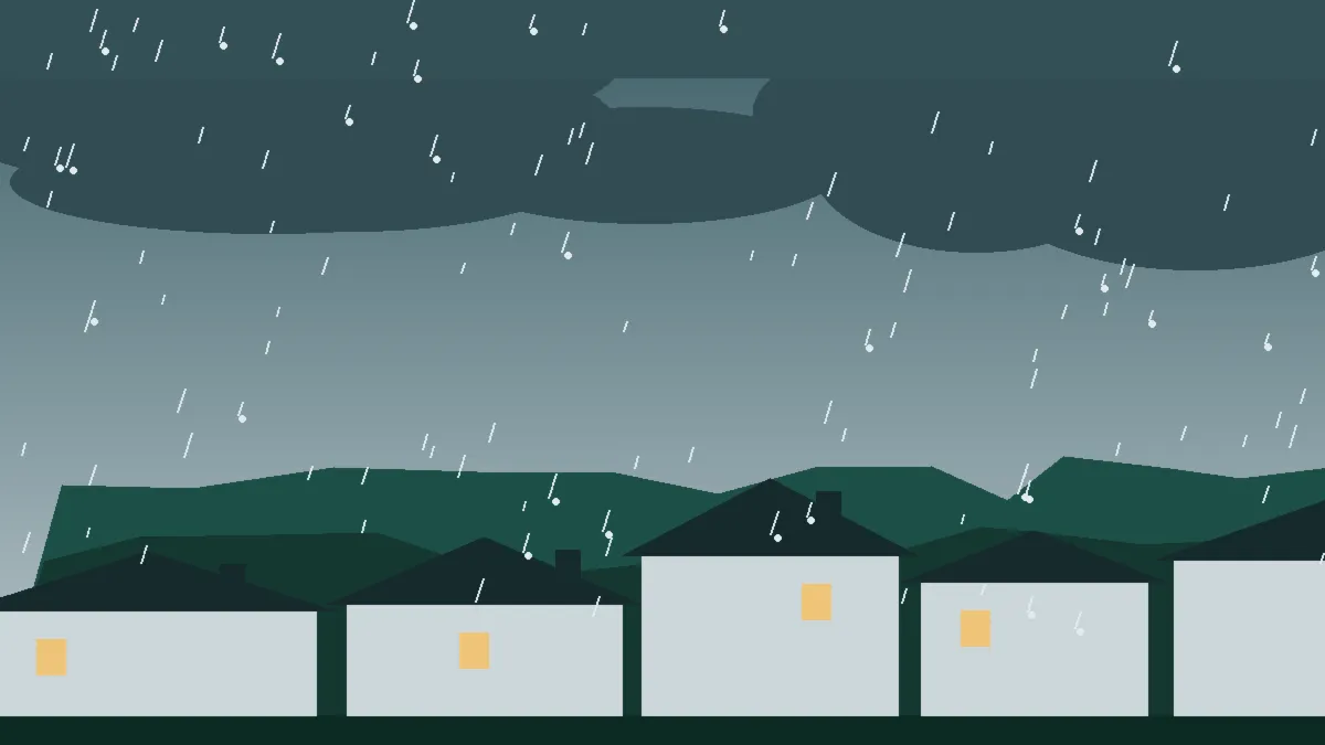 Hail Damage Roof Repair & Replacement Franktown, CO — storm light over rooftops in Franktown, Colorado