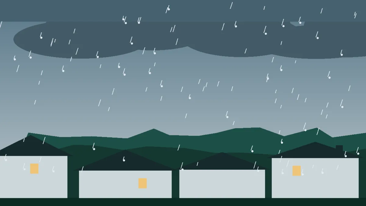 Hail Damage Roof Repair & Replacement Fraser, CO — storm light over rooftops in Fraser, Colorado