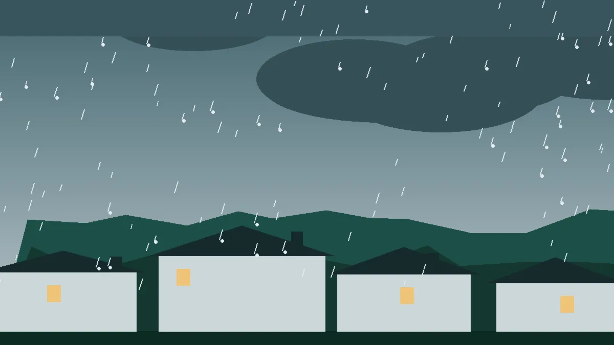 Hail Damage Roof Repair & Replacement Frederick, CO — storm light over rooftops in Frederick, Colorado