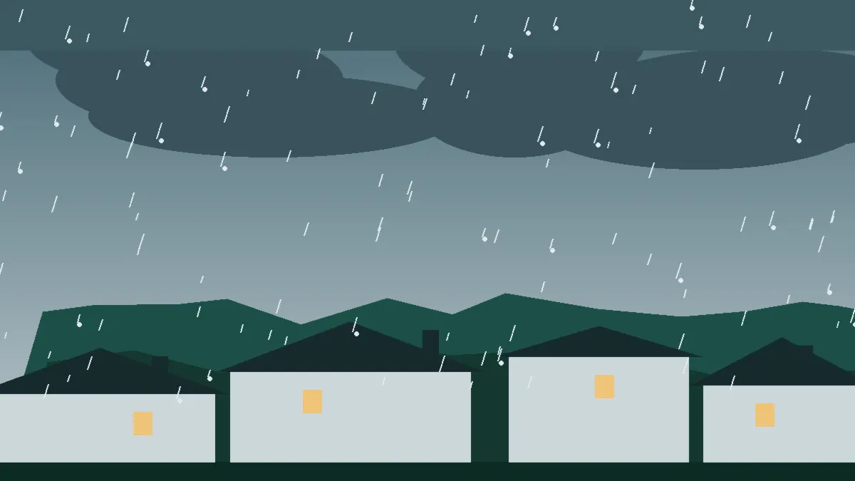 Hail Damage Roof Repair & Replacement Galeton, CO — storm light over rooftops in Galeton, Colorado