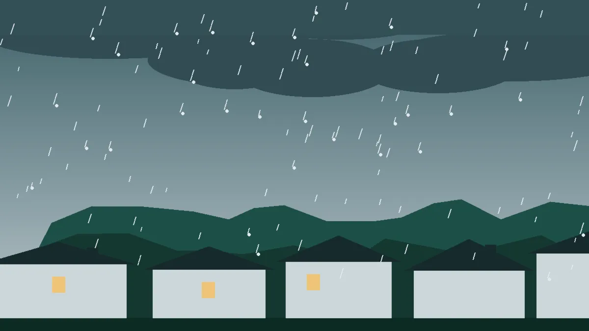 Hail Damage Roof Repair & Replacement Gilcrest, CO — storm light over rooftops in Gilcrest, Colorado
