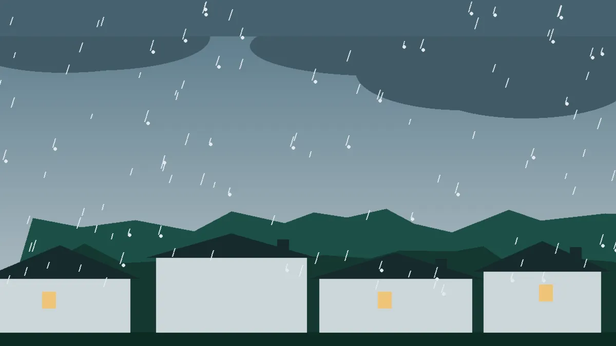 Hail Damage Roof Repair & Replacement Gill, CO — storm light over rooftops in Gill, Colorado