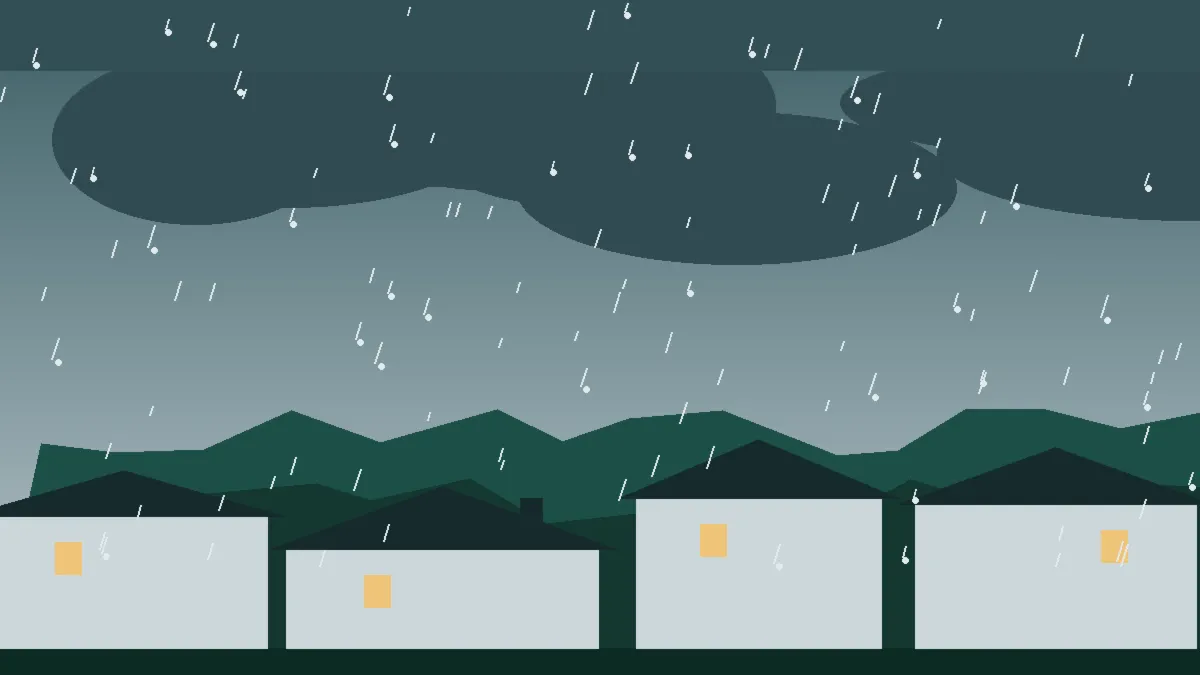 Hail Damage Roof Repair & Replacement Glenwood Springs, CO — storm light over rooftops in Glenwood Springs, Colorado