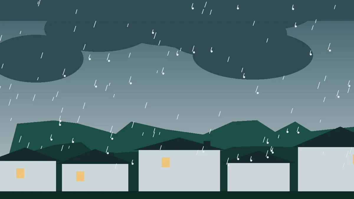 Hail Damage Roof Repair & Replacement Granby, CO — storm light over rooftops in Granby, Colorado