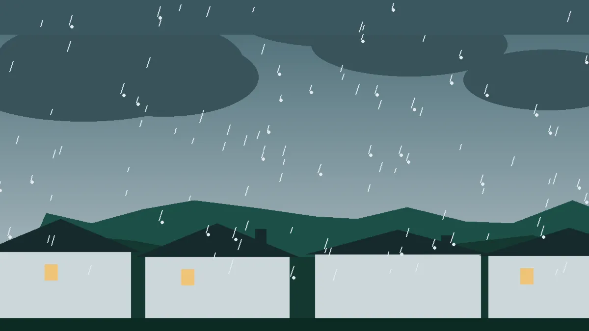 Hail Damage Roof Repair & Replacement Grand Junction, CO — storm light over rooftops in Grand Junction, Colorado