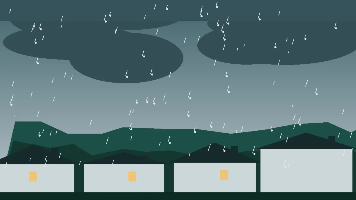 Hail Damage Roof Repair & Replacement Grant, CO — storm light over rooftops in Grant, Colorado