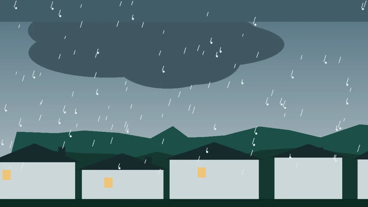 Hail Damage Roof Repair & Replacement Greeley, CO — storm light over rooftops in Greeley, Colorado