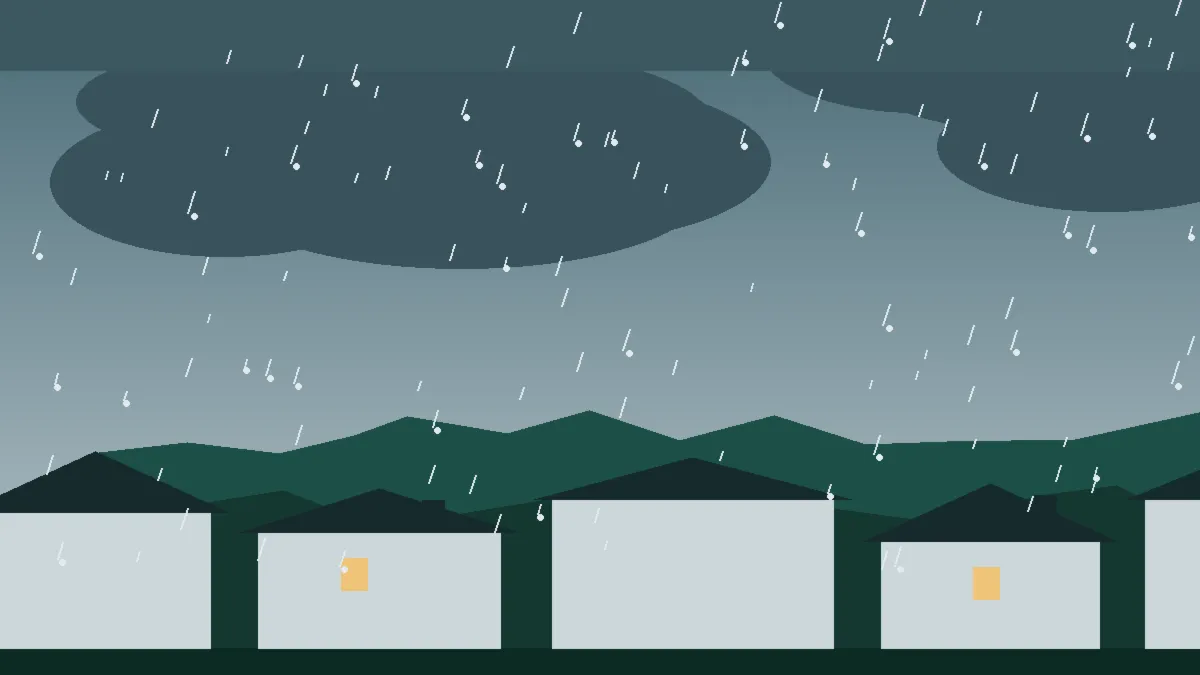 Hail Damage Roof Repair & Replacement Grover, CO — storm light over rooftops in Grover, Colorado