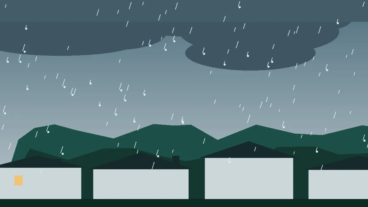 Hail Damage Roof Repair & Replacement Guffey, CO — storm light over rooftops in Guffey, Colorado