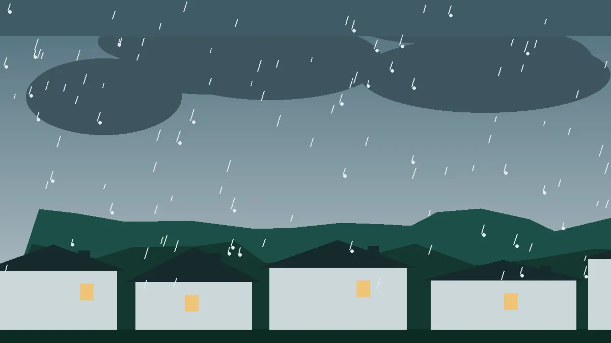 Hail Damage Roof Repair & Replacement Gunnison, CO — storm light over rooftops in Gunnison, Colorado