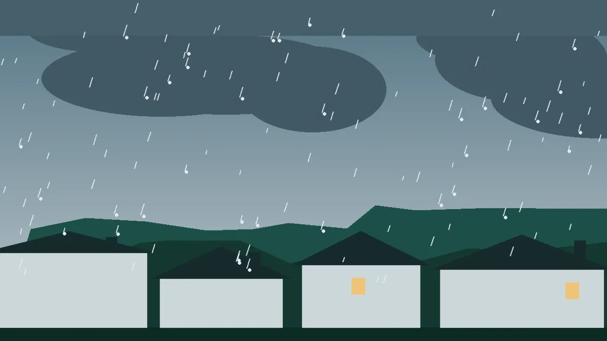 Hail Damage Roof Repair & Replacement Gypsum, CO — storm light over rooftops in Gypsum, Colorado