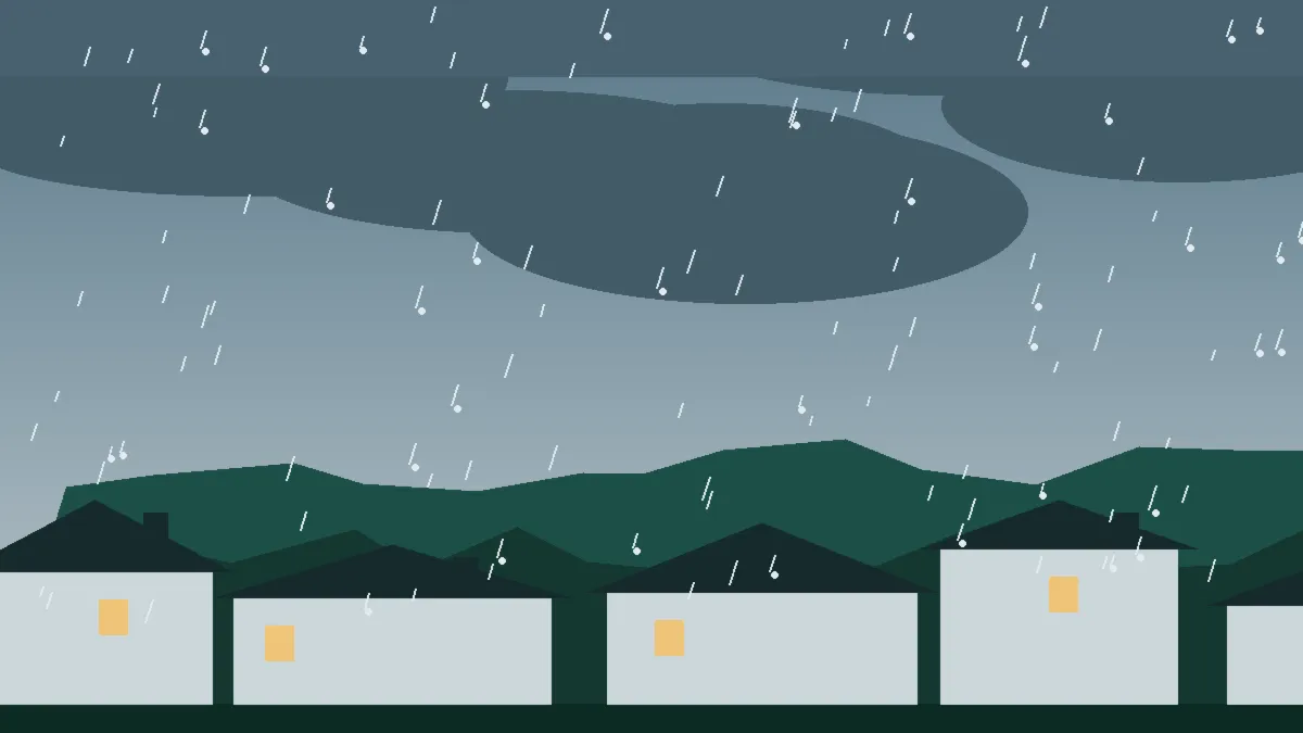 Hail Damage Roof Repair & Replacement Hartsel, CO — storm light over rooftops in Hartsel, Colorado