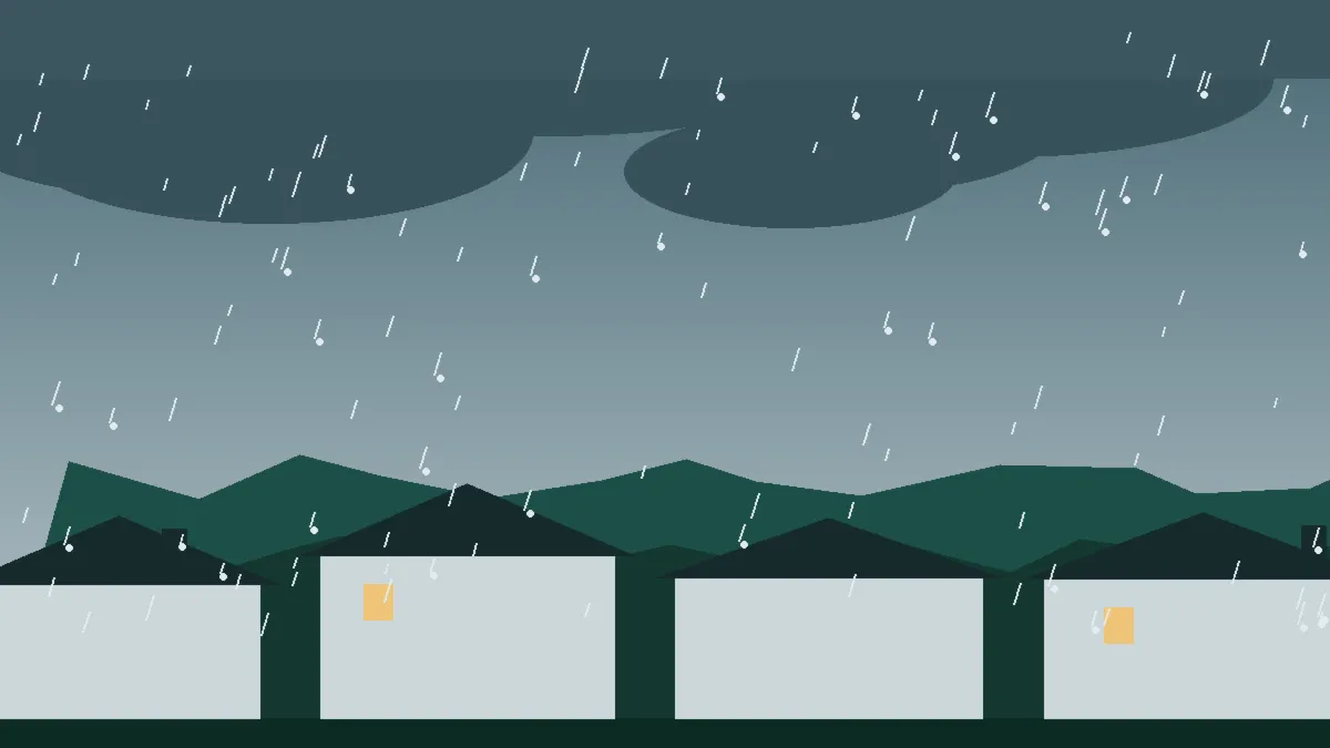 Hail Damage Roof Repair & Replacement Henderson, CO — storm light over rooftops in Henderson, Colorado