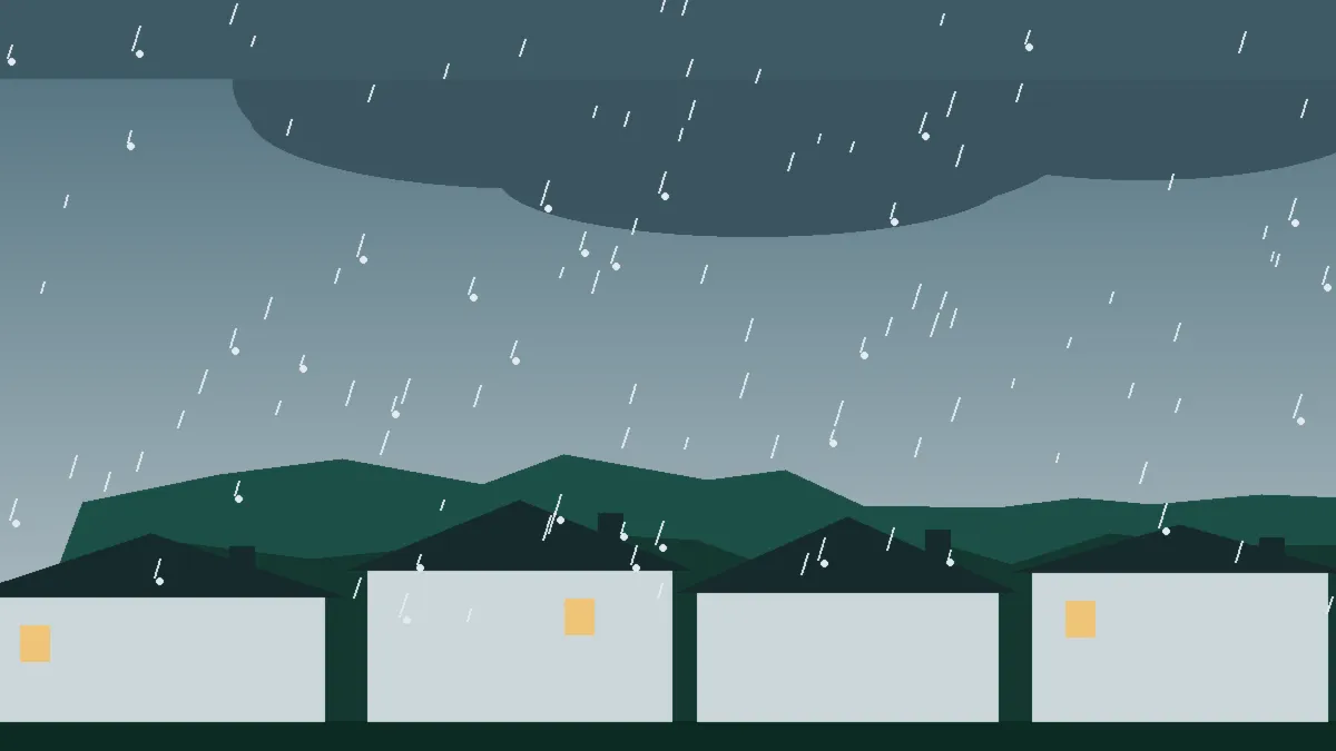Hail Damage Roof Repair & Replacement Hereford, CO — storm light over rooftops in Hereford, Colorado