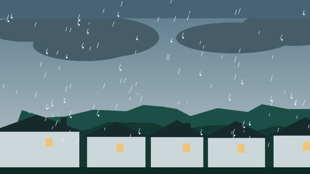 Hail Damage Roof Repair & Replacement Hot Sulphur Springs, CO — storm light over rooftops in Hot Sulphur Springs, Colorado