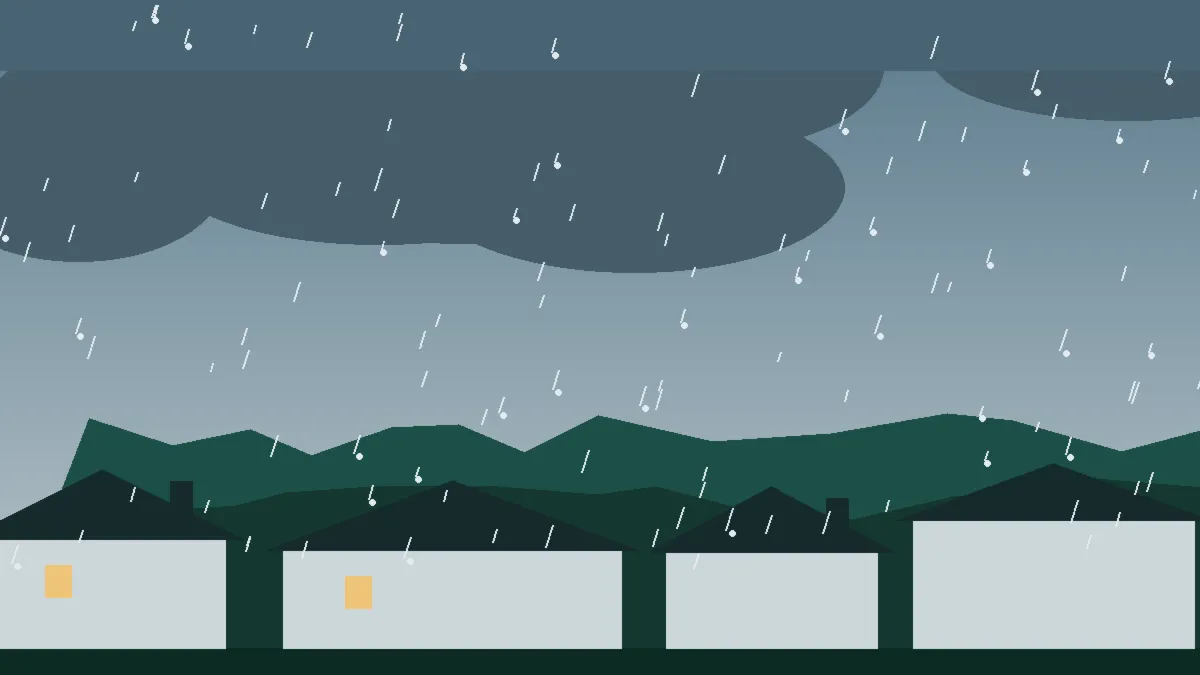 Hail Damage Roof Repair & Replacement Hotchkiss, CO — storm light over rooftops in Hotchkiss, Colorado