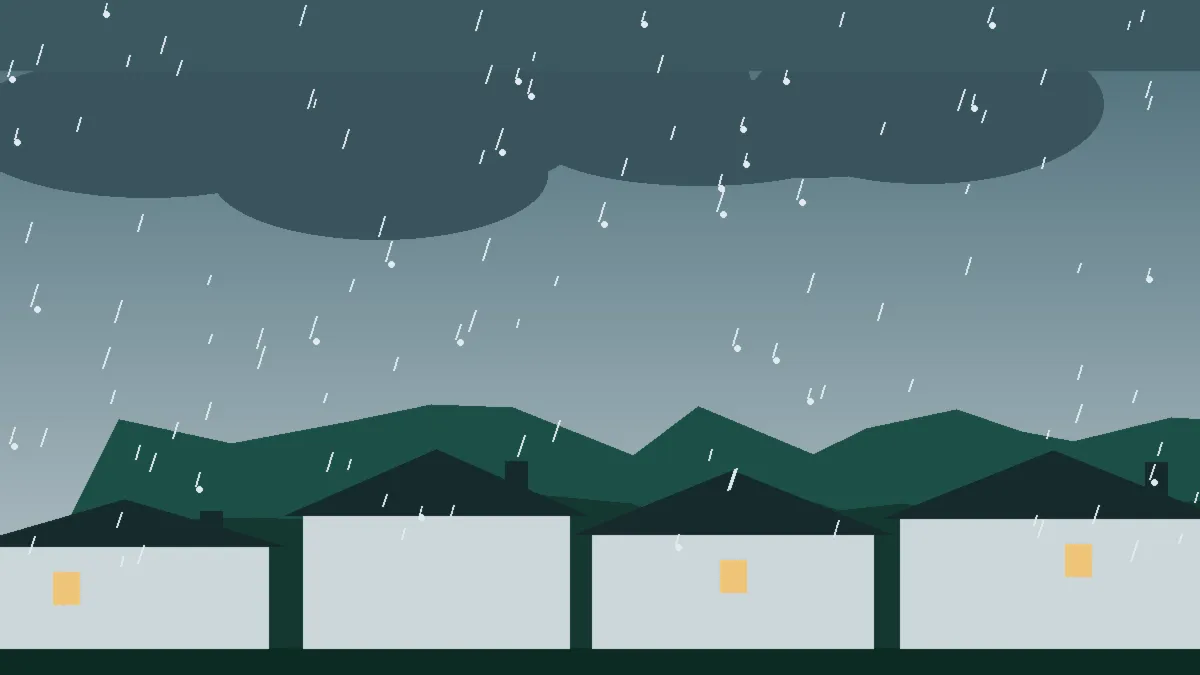 Hail Damage Roof Repair & Replacement Howard, CO — storm light over rooftops in Howard, Colorado