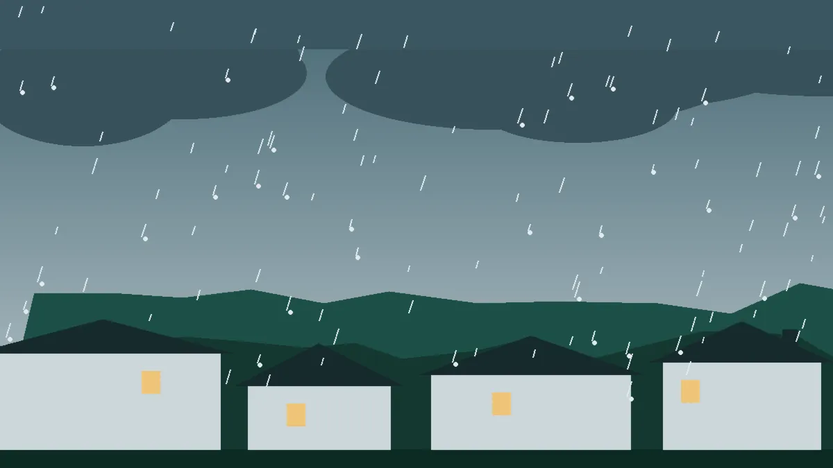 Hail Damage Roof Repair & Replacement Hudson, CO — storm light over rooftops in Hudson, Colorado