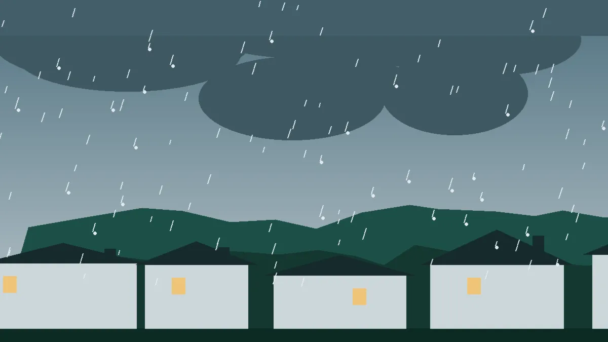 Hail Damage Roof Repair & Replacement Hugo, CO — storm light over rooftops in Hugo, Colorado