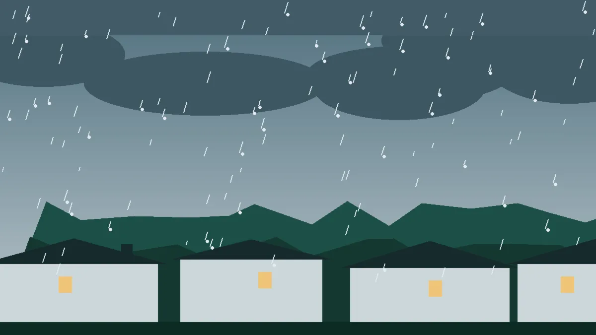 Hail Damage Roof Repair & Replacement Hygiene, CO — storm light over rooftops in Hygiene, Colorado