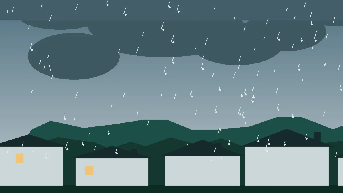 Hail Damage Roof Repair & Replacement Idledale, CO — storm light over rooftops in Idledale, Colorado