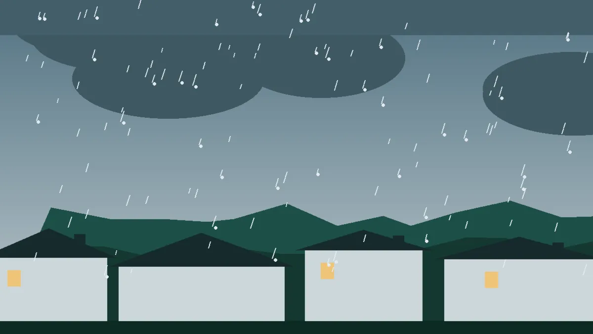 Hail Damage Roof Repair & Replacement Indian Hills, CO — storm light over rooftops in Indian Hills, Colorado