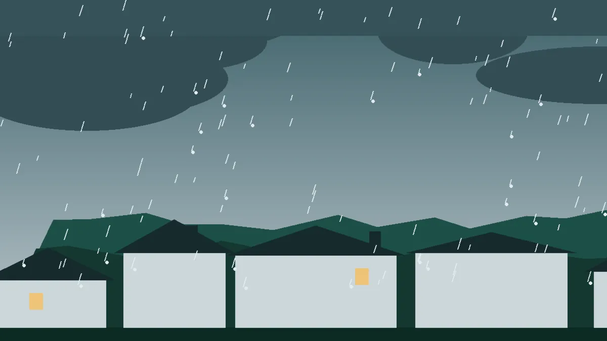 Hail Damage Roof Repair & Replacement Jamestown, CO — storm light over rooftops in Jamestown, Colorado