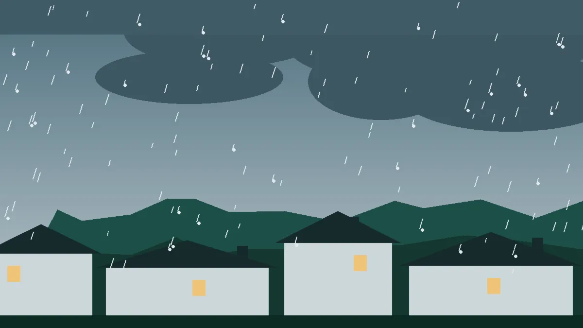Hail Damage Roof Repair & Replacement Johnstown, CO — storm light over rooftops in Johnstown, Colorado