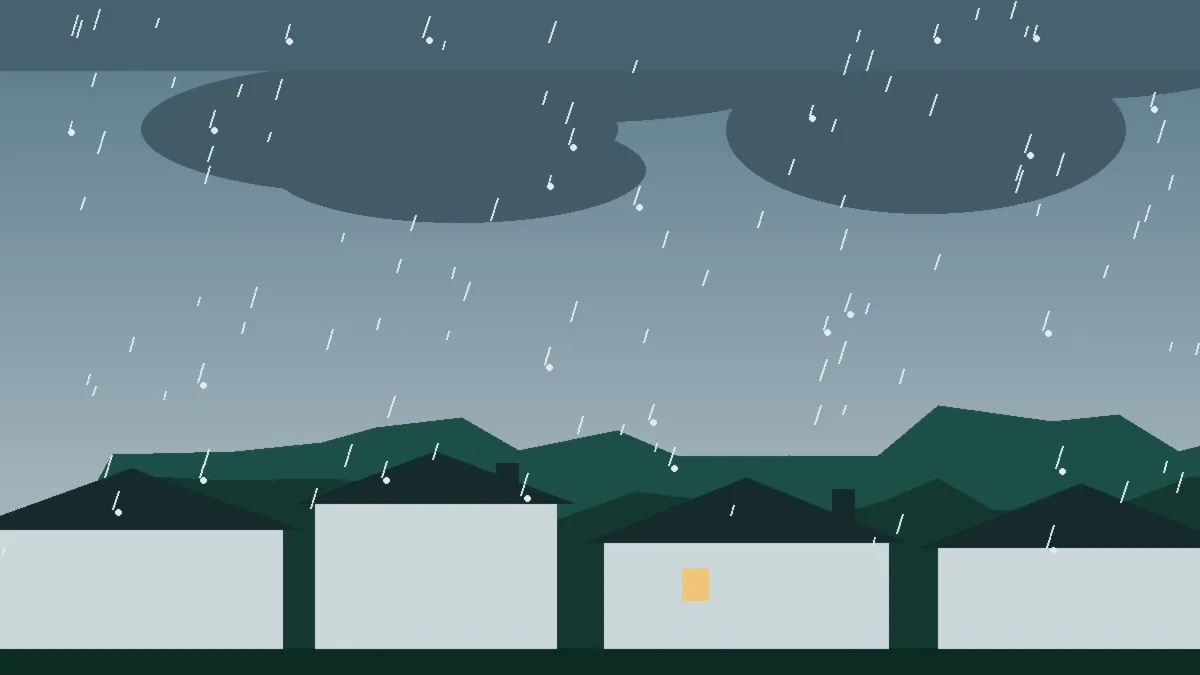 Hail Damage Roof Repair & Replacement Karval, CO — storm light over rooftops in Karval, Colorado